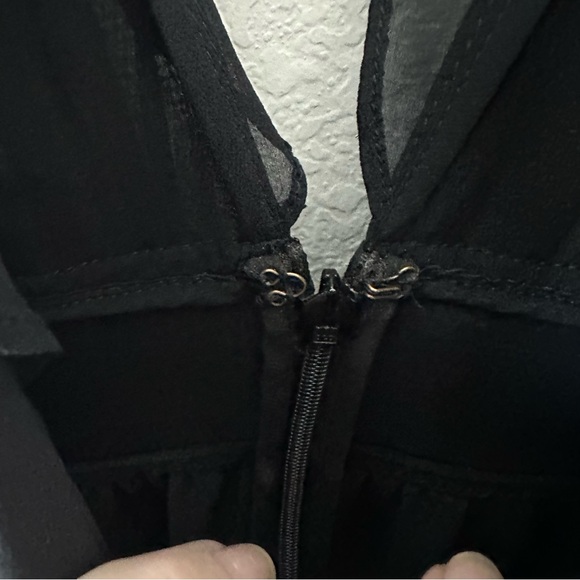 ULLA JOHNSON Florella Gown Noir Black Maxi Silk Gown Dress with Ruffles SZ US 8 - Picture 9 of 12